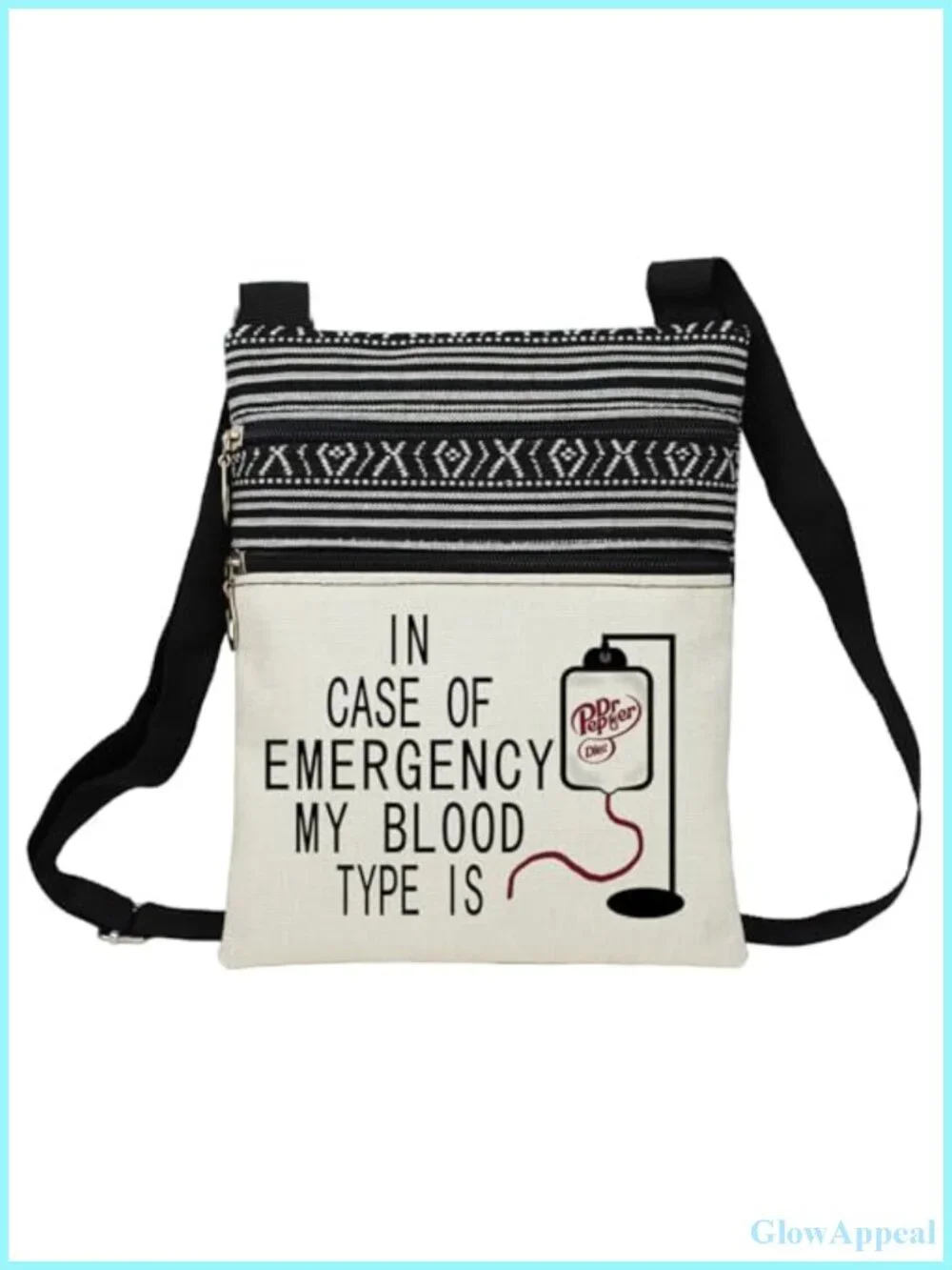 Polyester Crossbody Messenger Bag Letter Print Adjustable Strap Travel